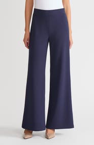Ming Wang Stretch Deco Crepe Wide Leg Pants