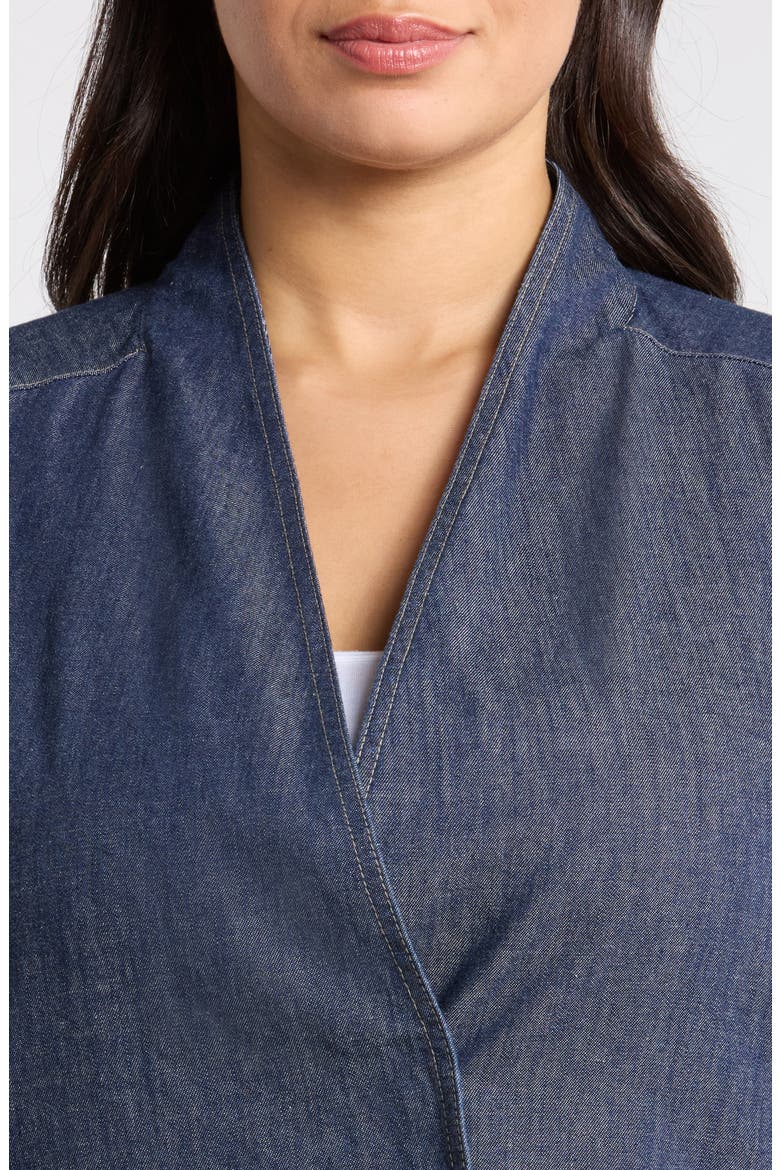 Curved Front Organic Cotton Denim Jacket, Alternate, color, DARK INDIGO