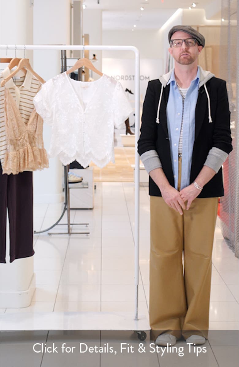 Chrissie Embroidered Puff Sleeve Crop Top, sales video thumbnail