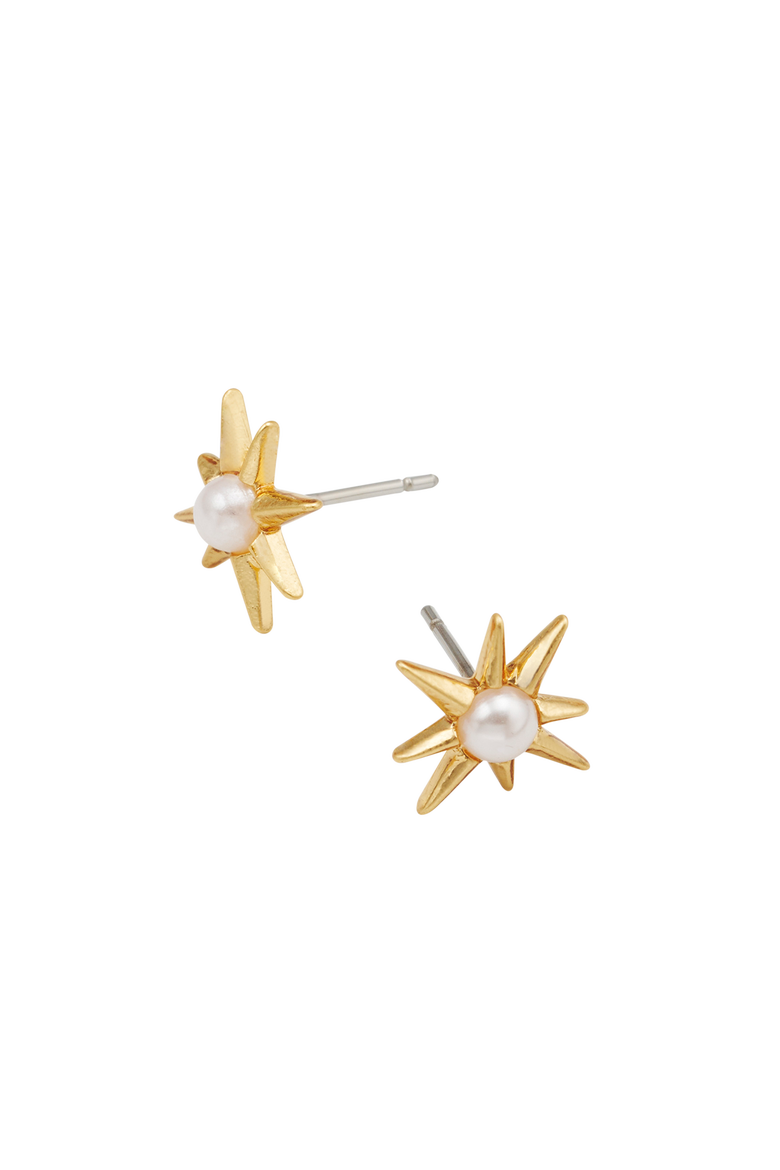 Star Pearl Stud Earrings, Alternate, color, Gold