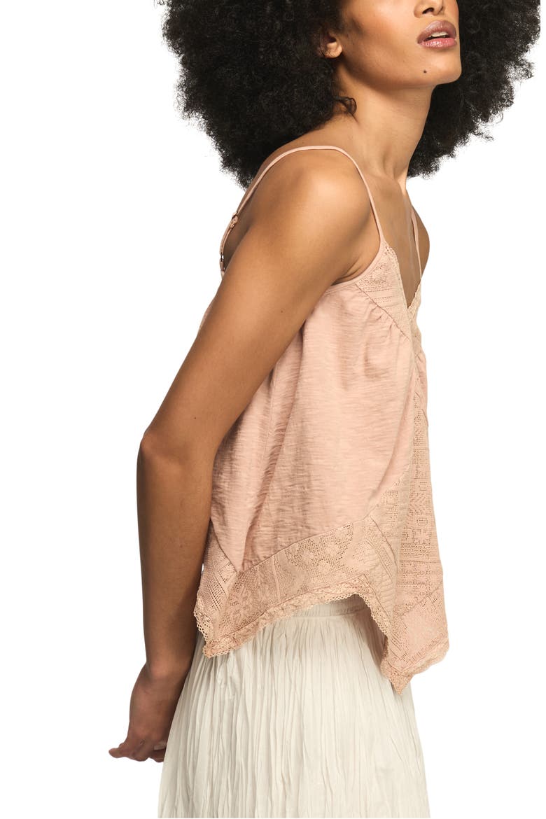 Lace Trim Handkerchief Hem Camisole, Alternate, color, MAHOGANY ROSE