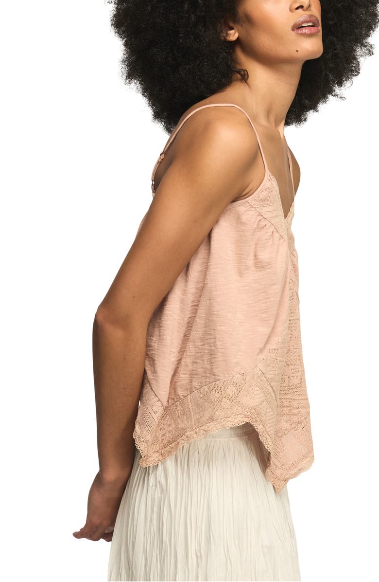 Lucky Brand Lace Trim Handkerchief Hem Camisole, Alternate, color, Mahogany Rose