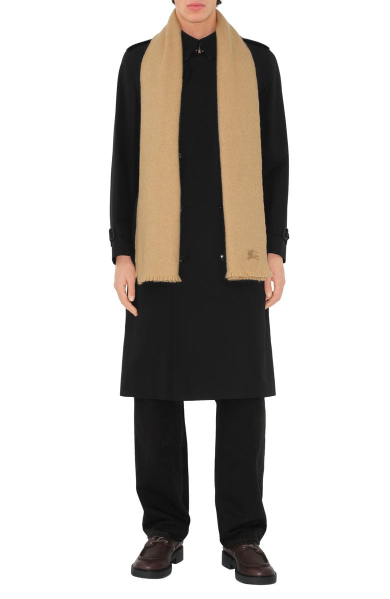 Burberry Equestrian Knight Design Cashmere & Silk Fringe Scarf, Alternate, color, 