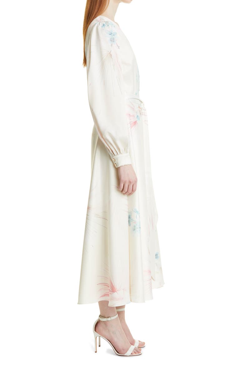 Floral Long Sleeve Maxi Dress, Alternate, color, NATURAL
