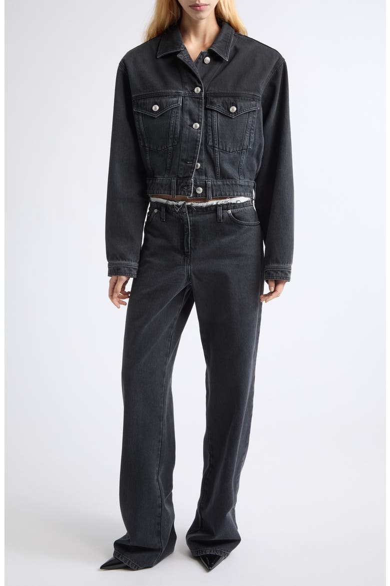Venim Belted Denim Button-Up Shirt, Alternate, color, BLACK