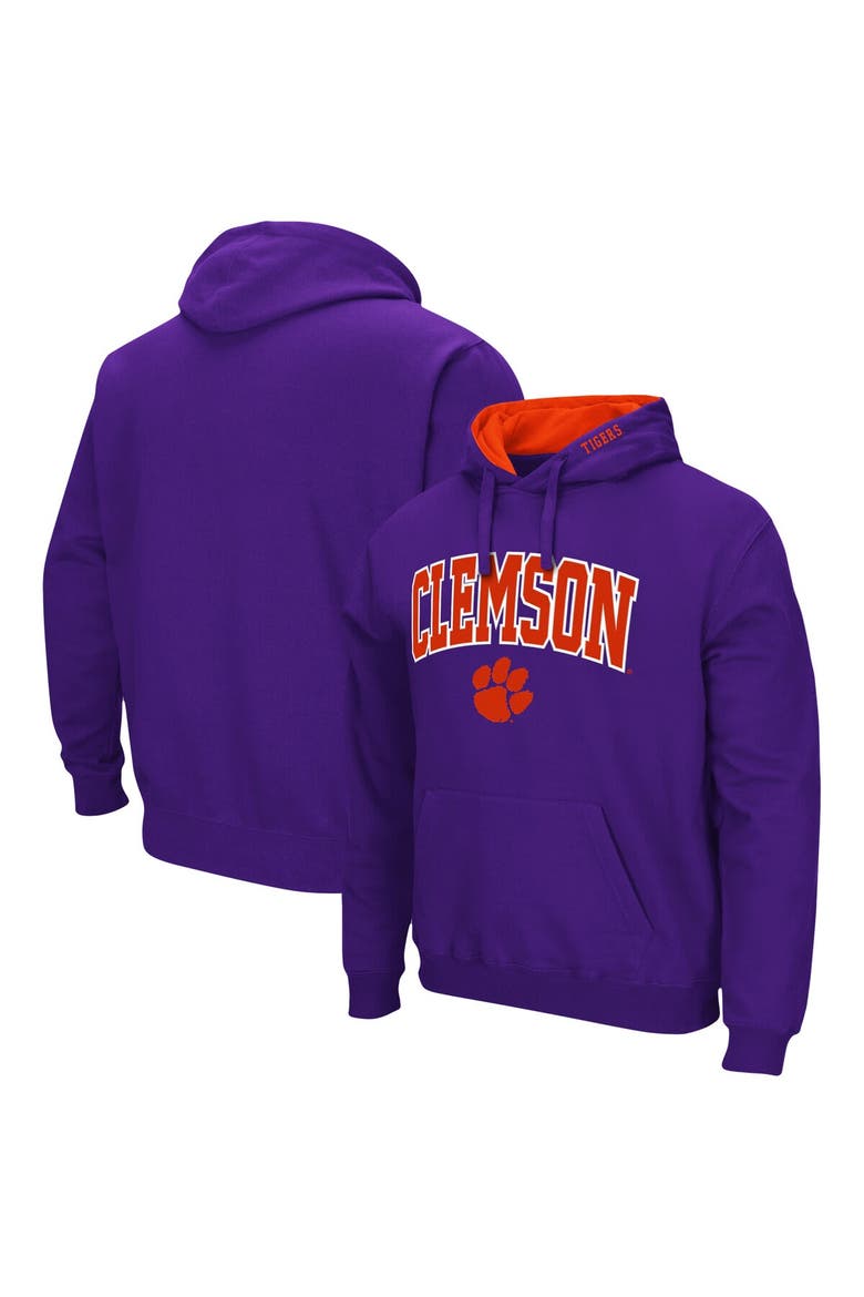 Men's Colosseum Purple Clemson Tigers Arch & Logo 3.0 Pullover Hoodie, Main, color, Purple