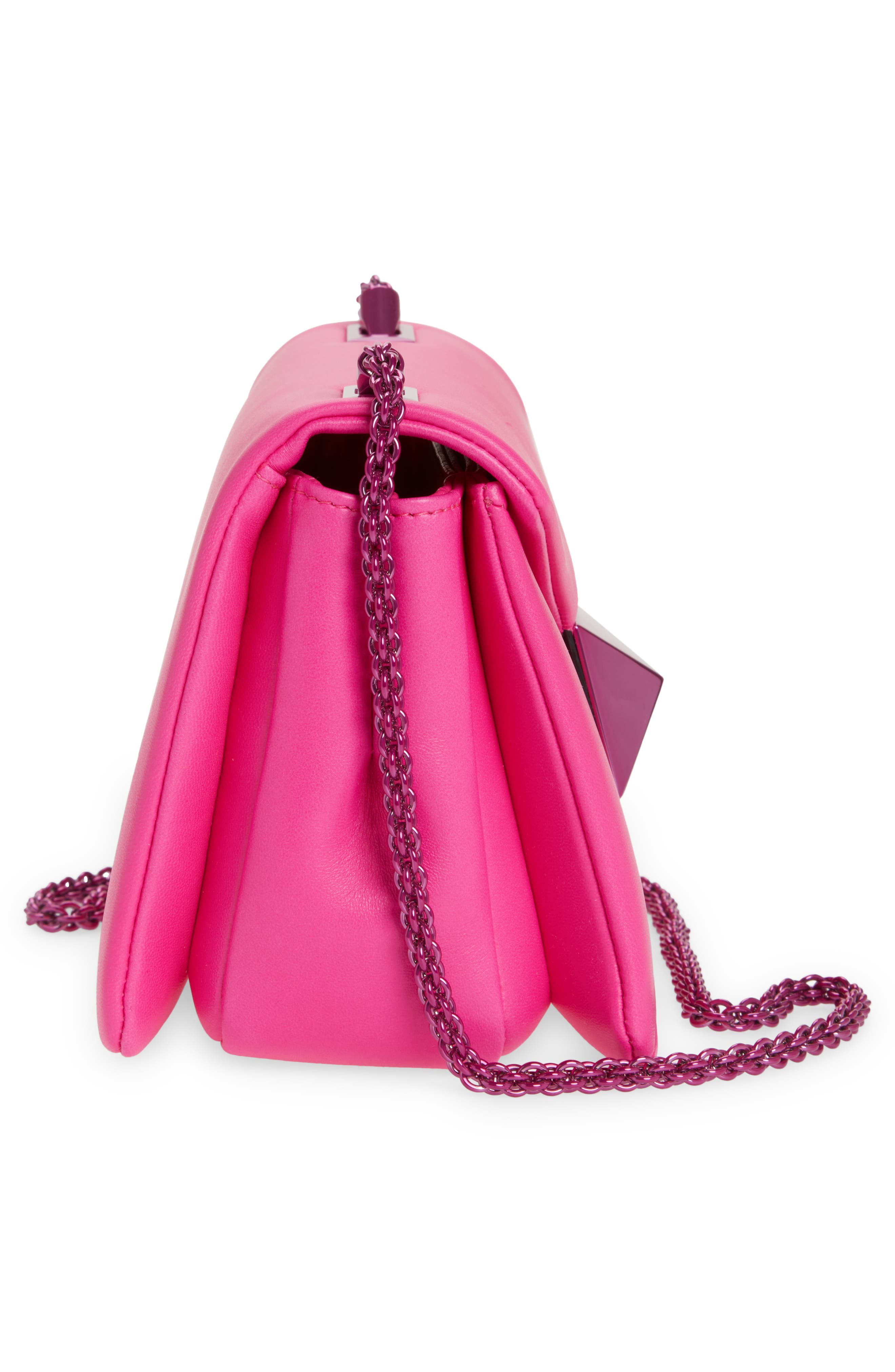 Valentino Garavani Small One Stud PP Pink Leather Shoulder Bag, Alternate, color, 