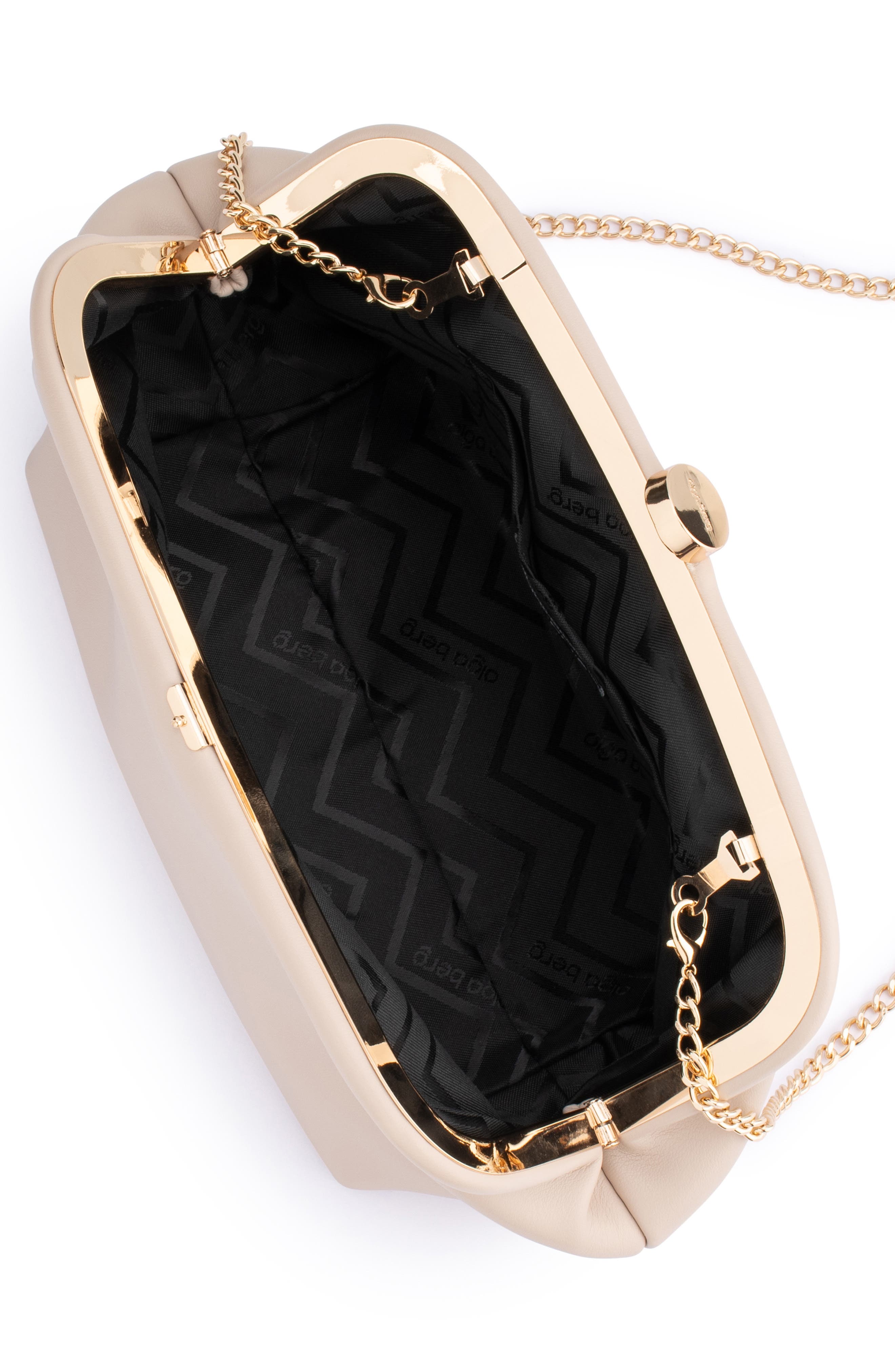 Olga Berg Josefina Faux Leather Frame Clutch, Alternate, color, Natural