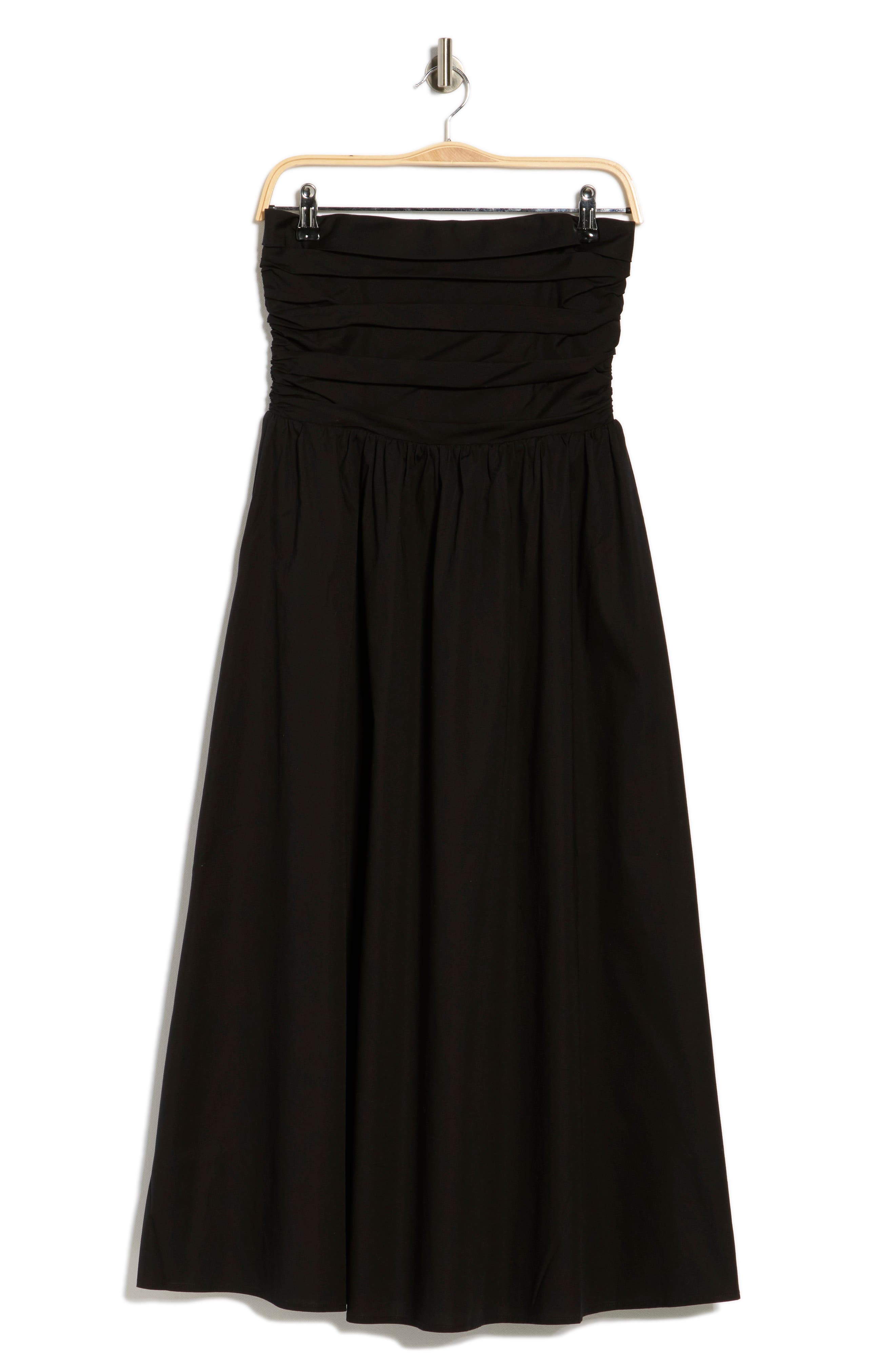 WAYF <p>Ruched Strapless Midi Dress</p>