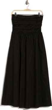 WAYF <p>Ruched Strapless Midi Dress</p>