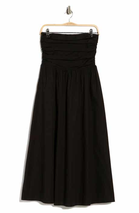 WAYF <p>Ruched Strapless Midi Dress</p>
