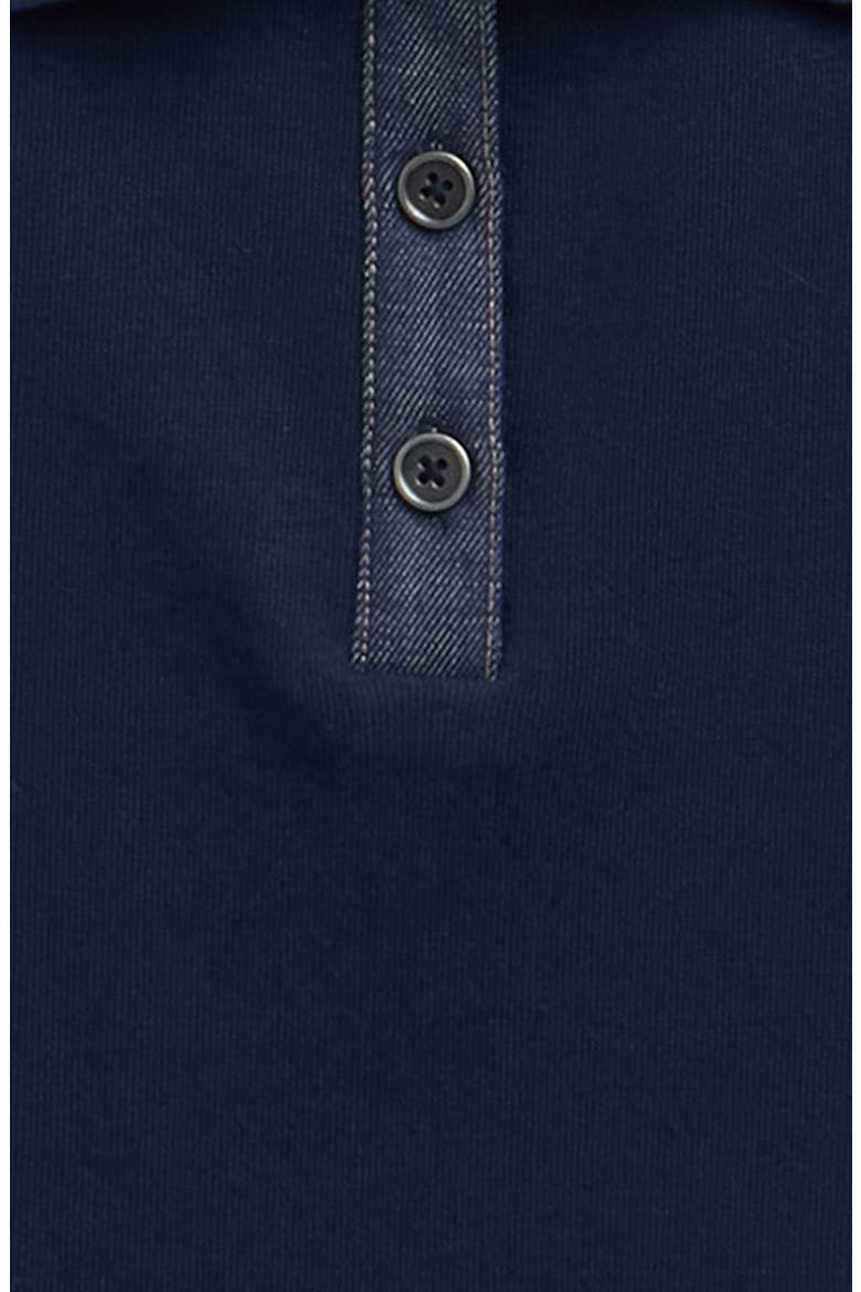 Kids' Denim Half Placket Collar Sweatshirt, Alternate, color, NAVY