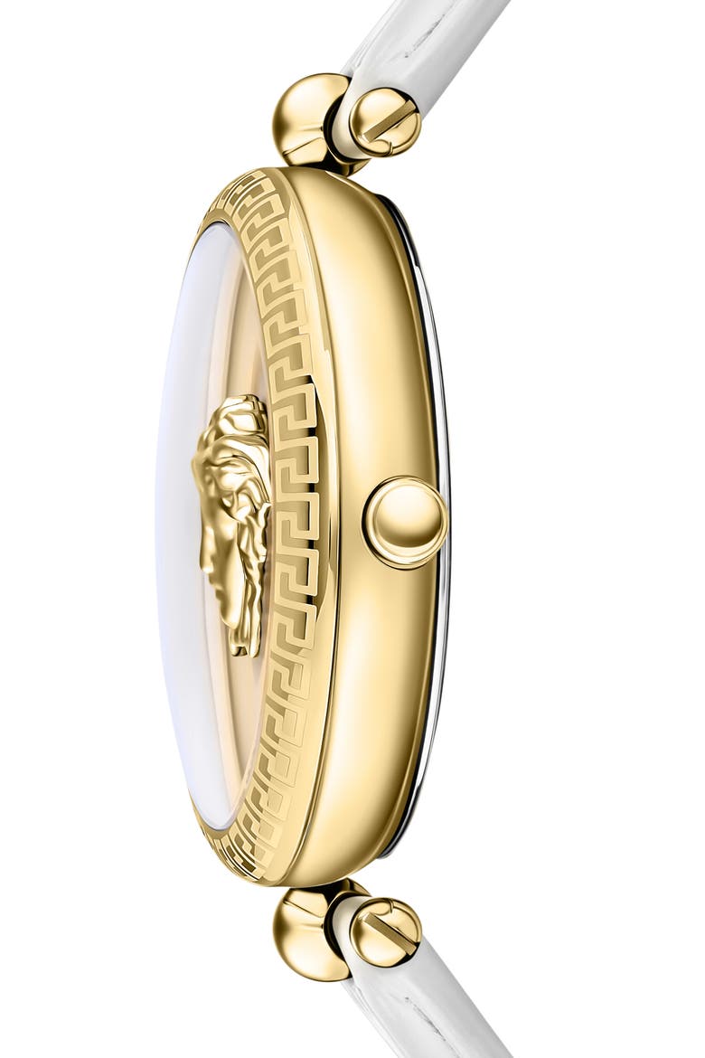 Palazzo Empire Croc Embossed Leather Strap, 39mm, Alternate, color, GOLD