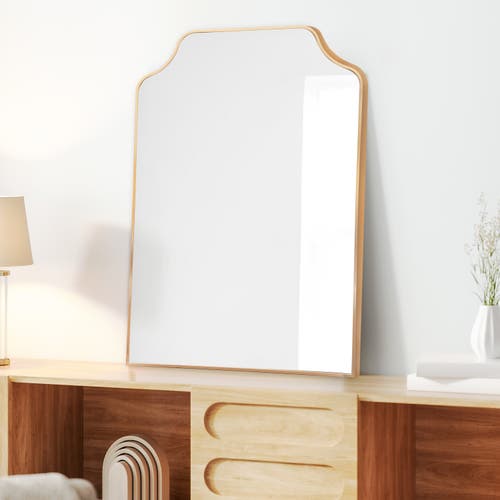 Jonathan Y Lindie Medium Scalloped-top Metal Framed Wall Mounted Mirror In Gold