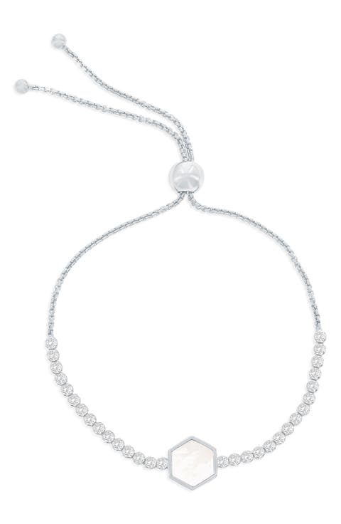 Hexagon Mother-of-Pearl & Cubic Zirconia Slider Bracelet