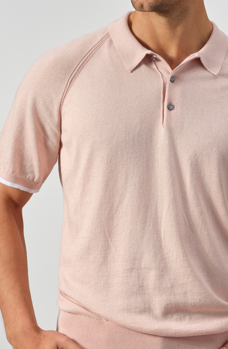 STUDIO GARNET LOS ANGELES Cotton Knit Polo Sweater, Alternate, color, Pink