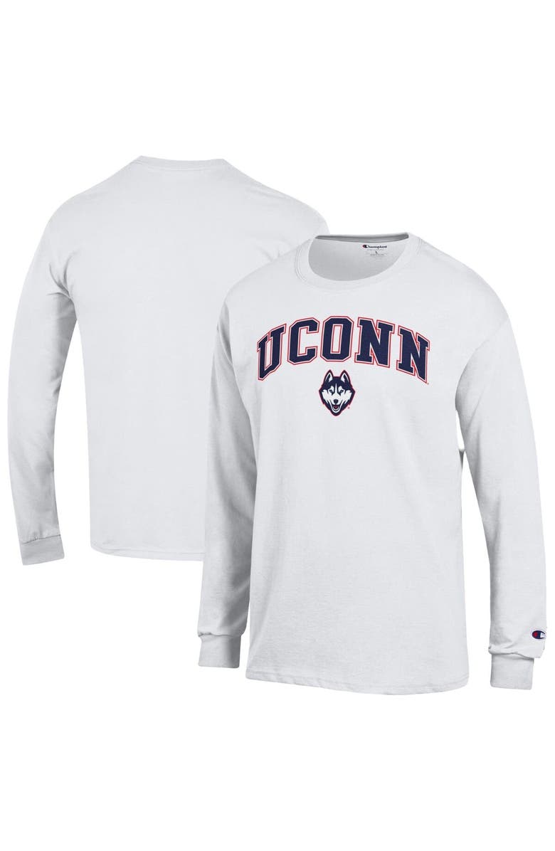Champion Men's Champion White UConn Huskies Arch Over Logo Long Sleeve T-Shirt, Main, color,