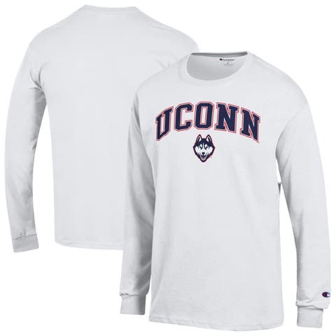 Men's Champion  White UConn Huskies Arch Over Logo Long Sleeve T-Shirt