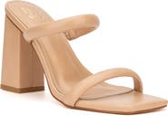 NEW YORK AND COMPANY Galina Faux Snake Embossed Leather Block Heel Sandal