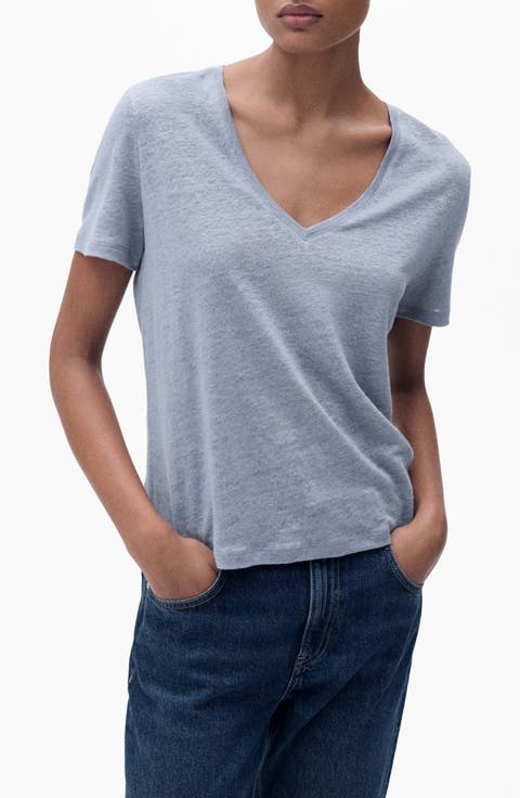 V-Neck Linen T-Shirt