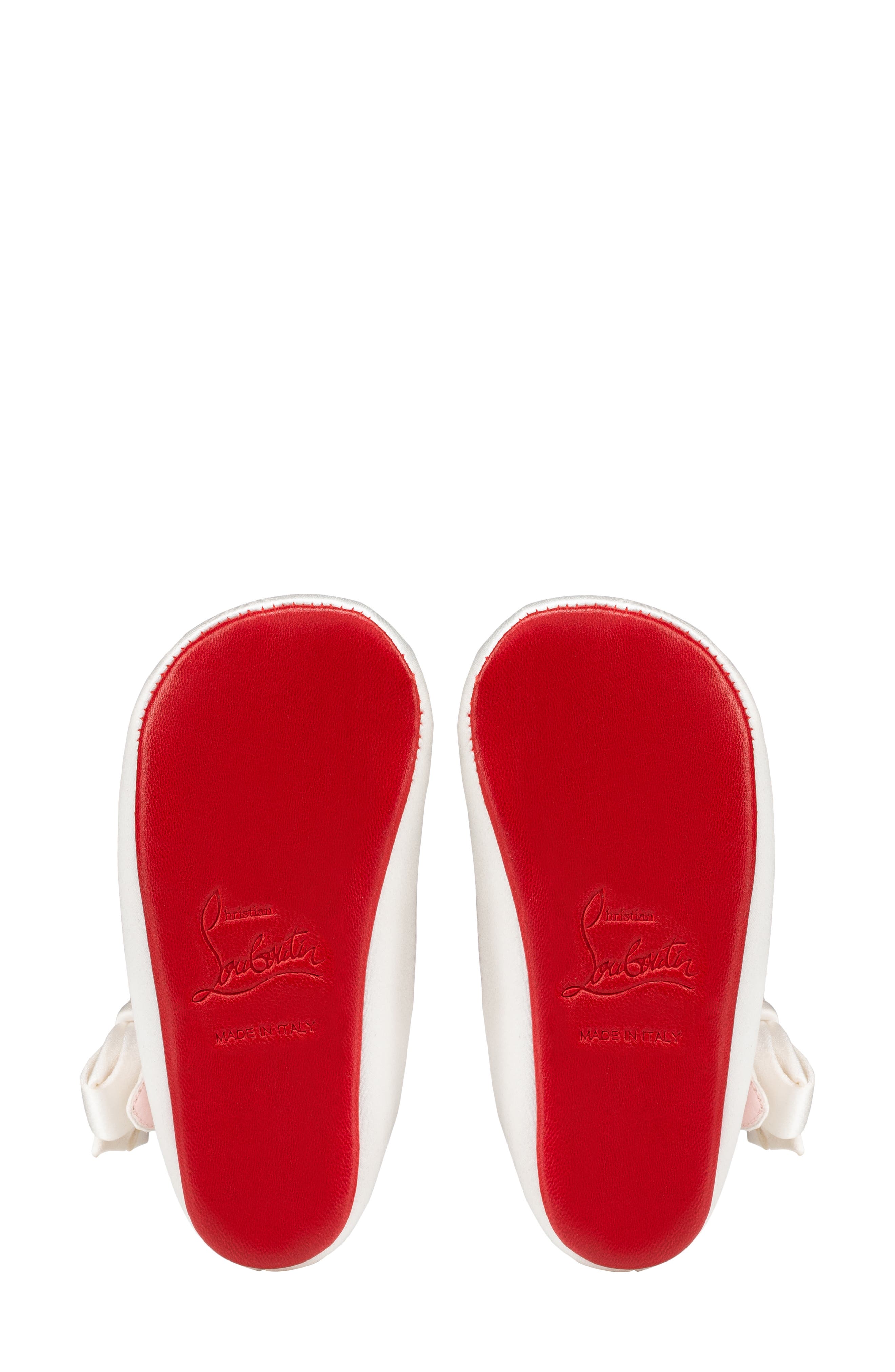 Christian Louboutin Lou Babe Silk Crepe Satin Crib Shoe, Alternate, color, 