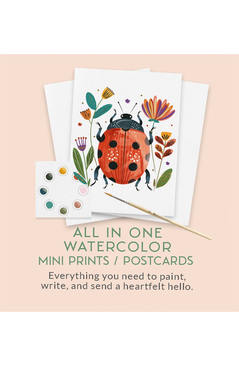 Breathe People All-in-One Watercolor Art Postcards, Alternate, color, White/ Multicolor Floral