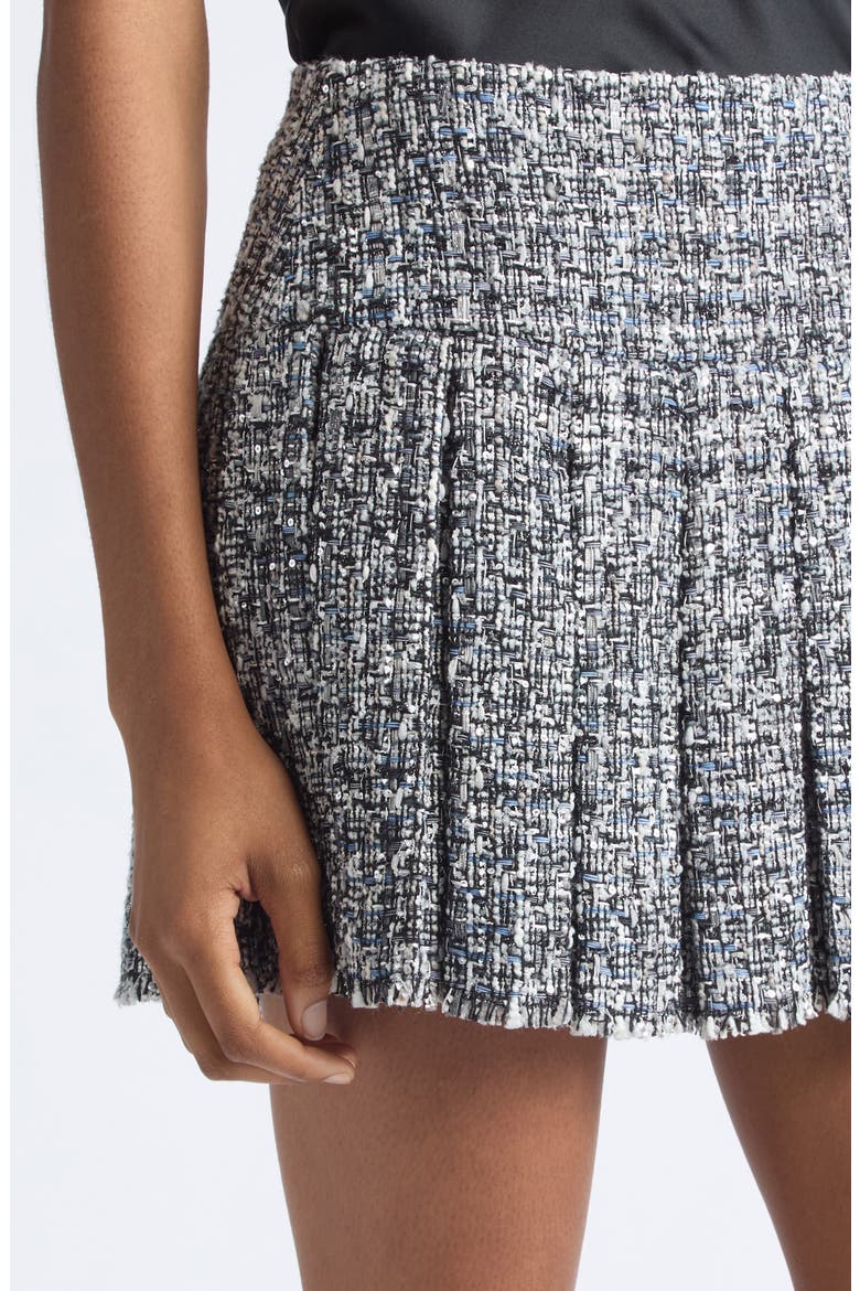 Emilie Pleated Miniskirt, Alternate, color, BLACK/ OFF WHITE