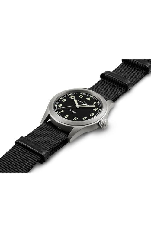 Hamilton Men's Swiss Khaki Field Black Textile Strap Watch 38mm In Black