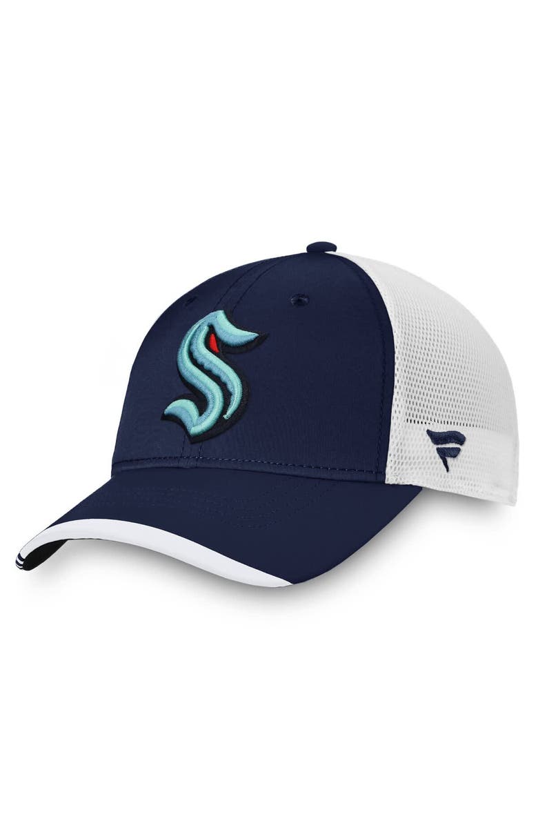 FANATICS Men's Fanatics Navy Seattle Kraken Authentic Pro Locker Room Trucker Adjustable Hat, Main, color,