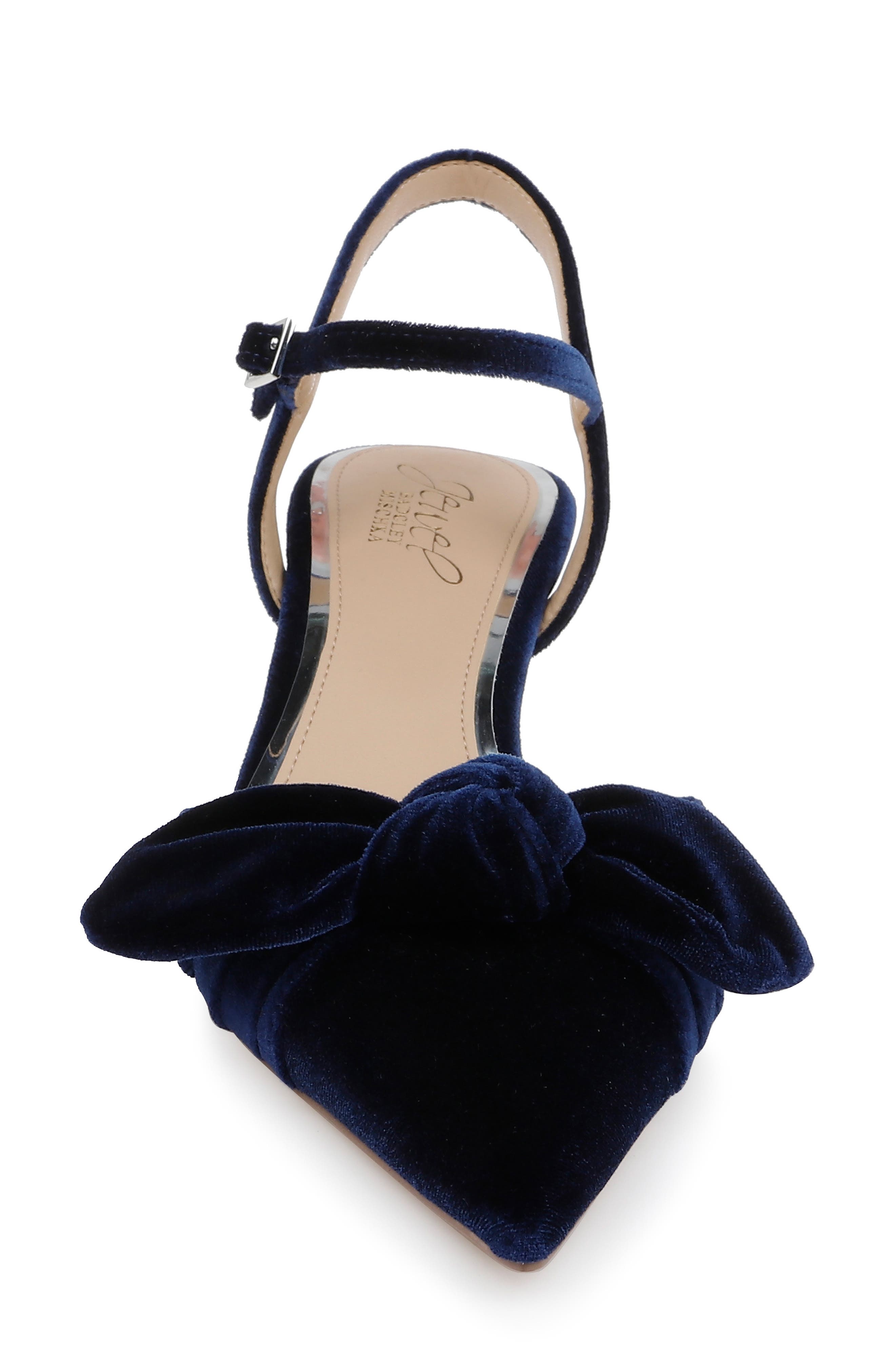 Ember Ankle Strap Pointed Toe Kitten Heel Pump, Alternate, color, NAVY VELVET