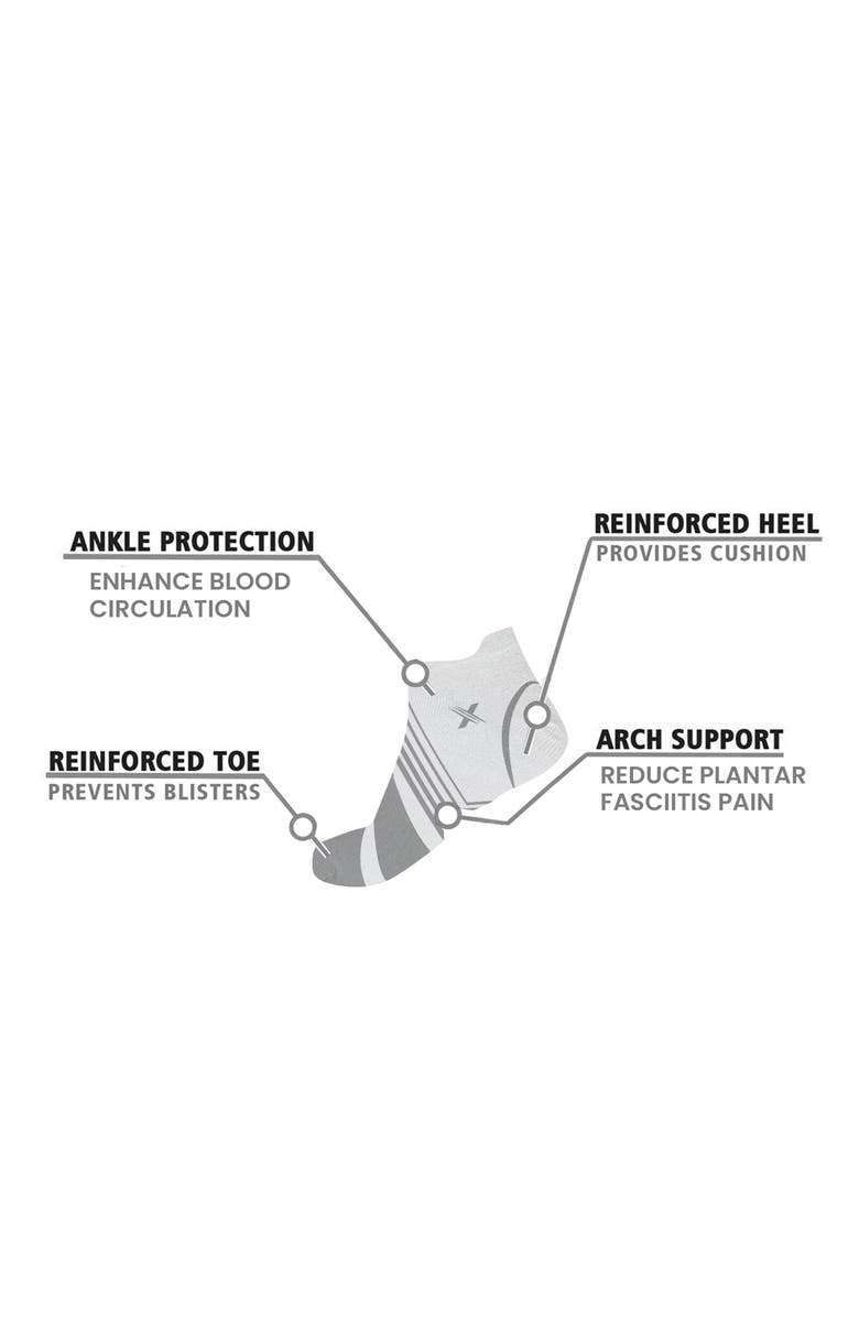 EXTREME FIT Assorted 6-Pack Ultra V Stripe Compression Ankle Socks, Alternate, color, White Assorted