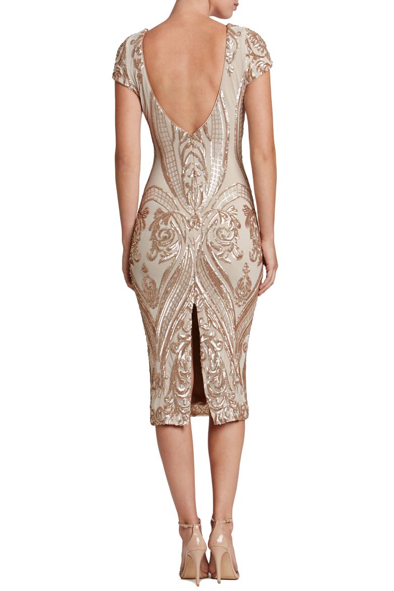 Brandi Sequin Body-Con Dress, Alternate, color, CHAMPAGNE/ NUDE