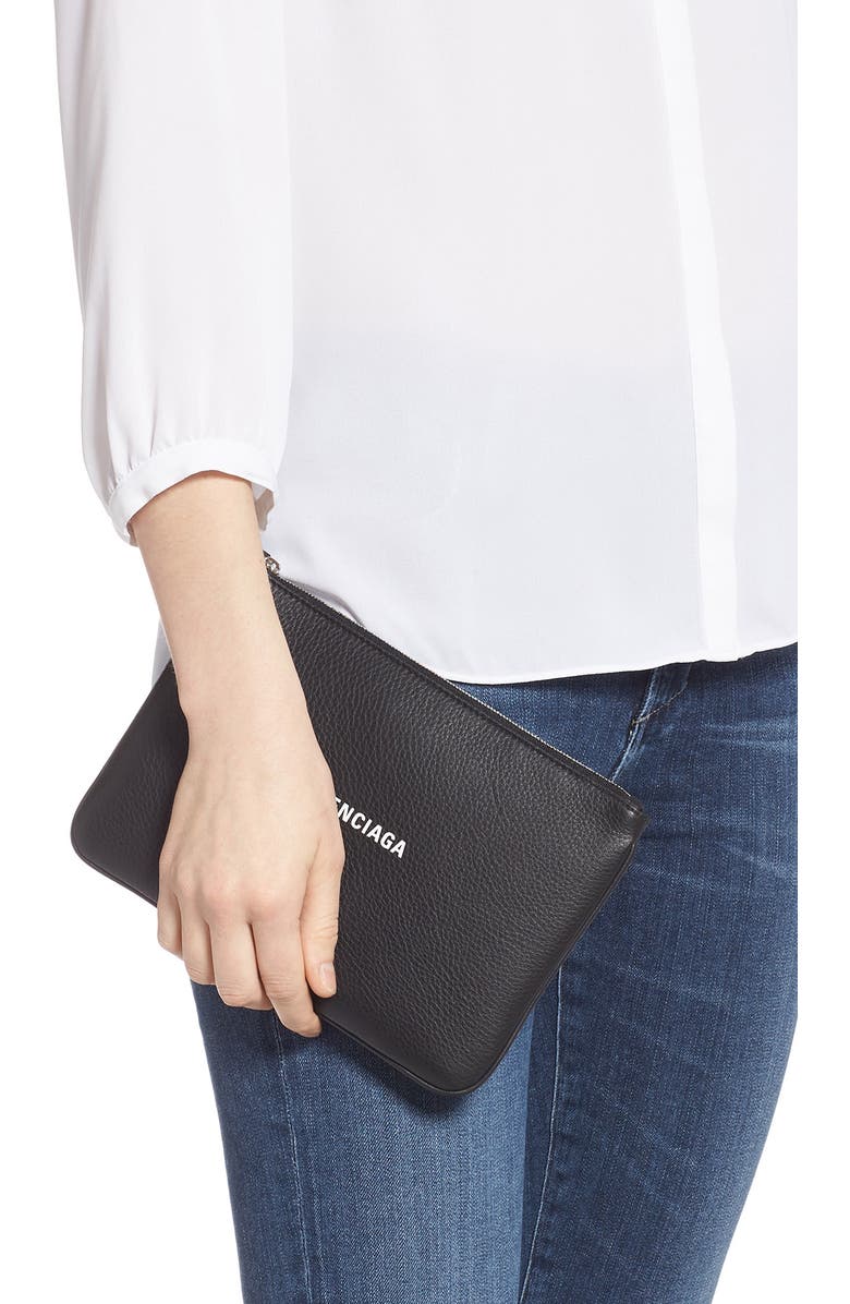 Balenciaga Large Everyday Calfskin Pouch, Alternate, color,