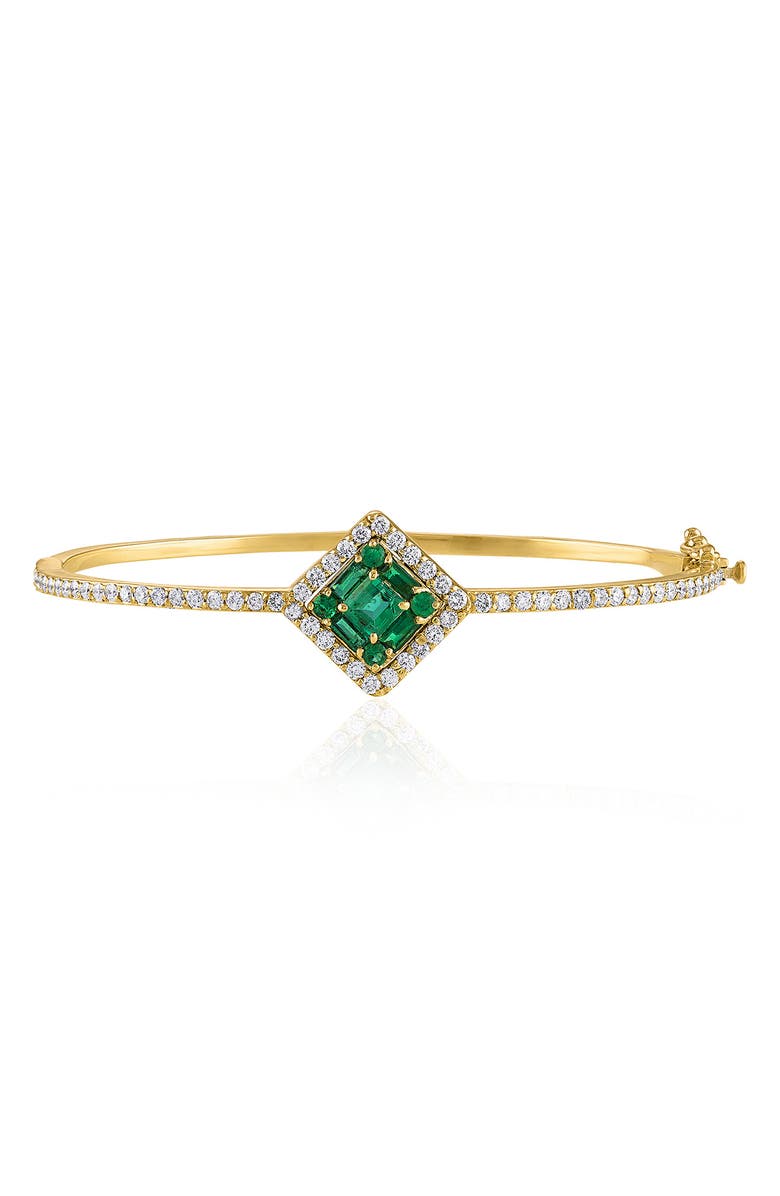 Mindi Mond Clarity Cube Emerald & Diamond Hinge Bracelet, Main, color, Dia/ 18K Yg