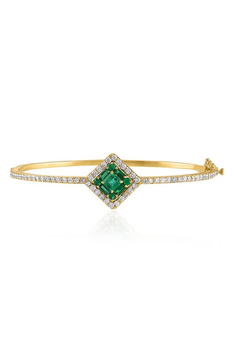 Clarity Cube Emerald & Diamond Hinge Bracelet