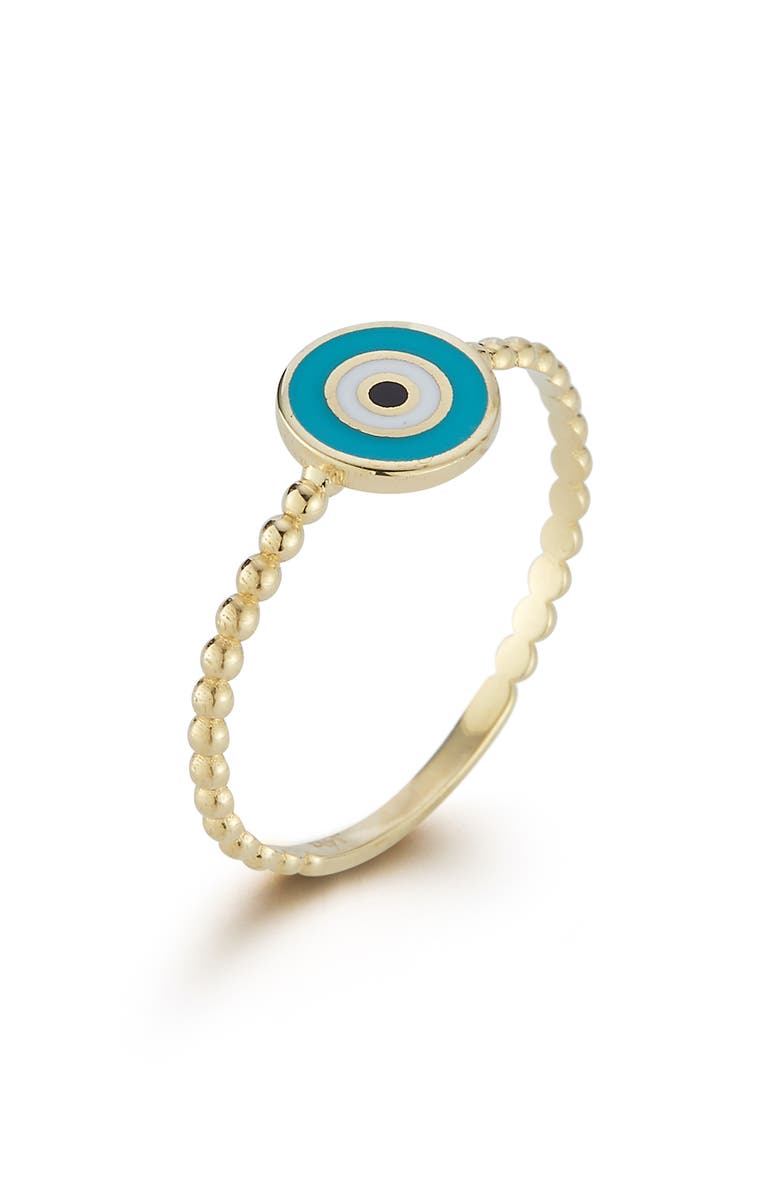 Ember Fine Jewelry Beaded Evil Eye Ring, Alternate, color, Gold