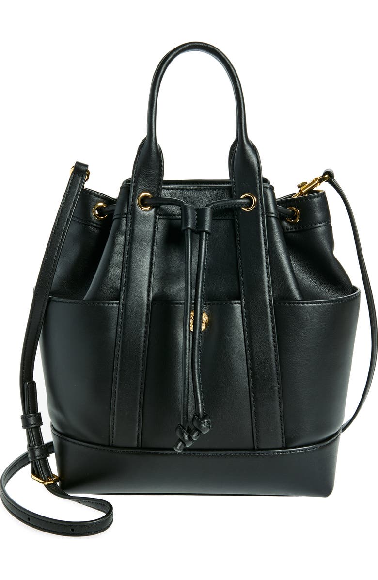 Veronica Beard Goody Leather Bucket Bag, Main, color,