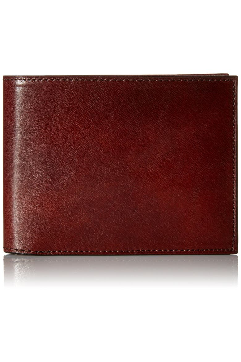 ID Flap Leather Wallet, Alternate, color, DARK BROWN