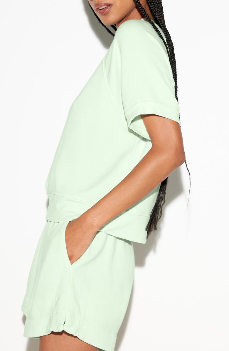 Spiritual Gangster Monroe Short Sleeve Sweatshirt, Alternate, color, Beach Glass