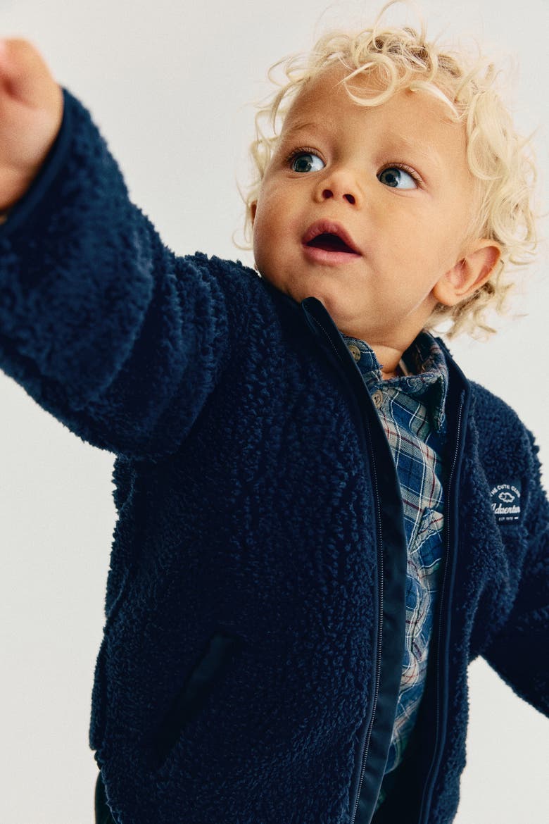Teddy Fleece Jacket, Alternate, color, Navy blue