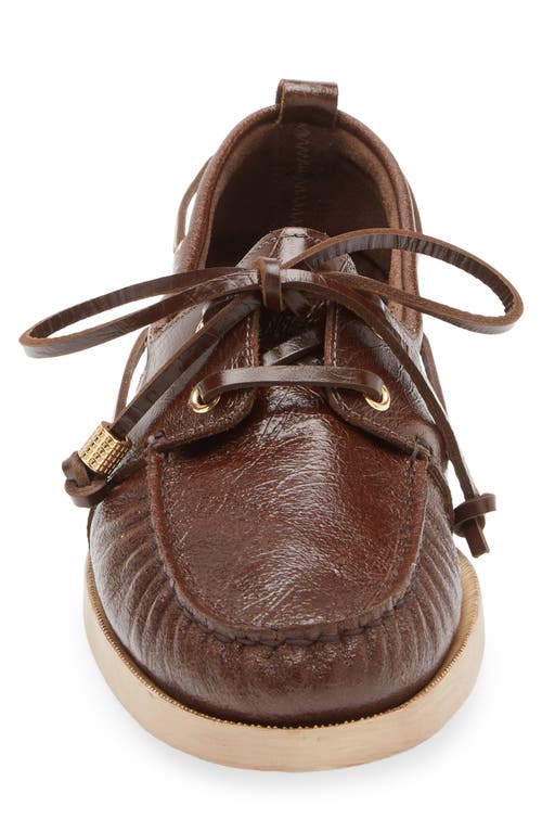 Golden Goose Moc Toe Boat Shoe In Brown