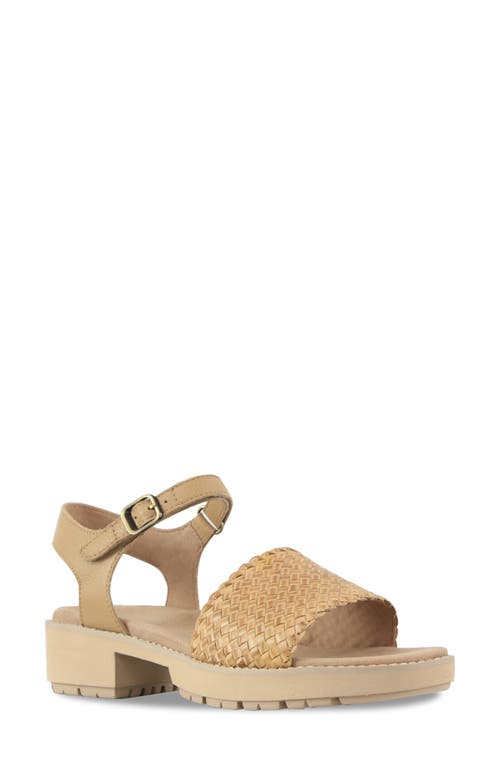 Munro Conner Ankle Strap Platform Sandal In Natural Woven Combo