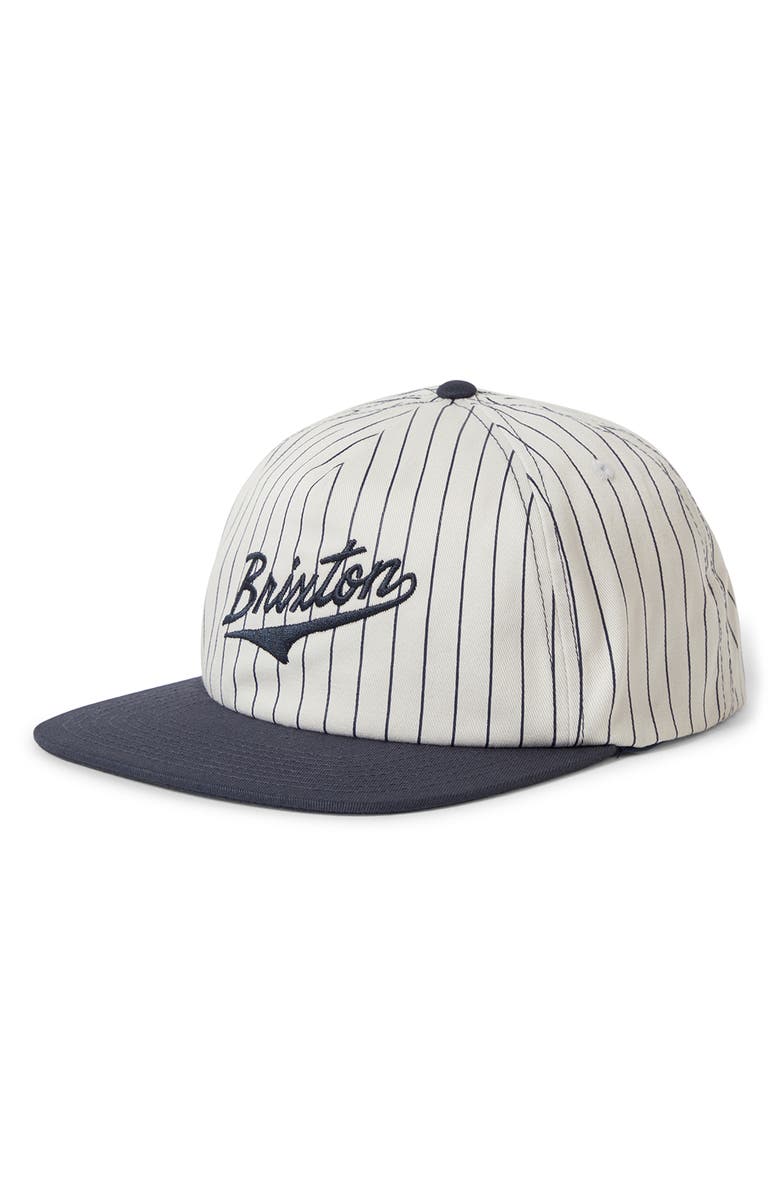 Brixton The League Cotton Twill Snapback Baseball Cap, Main, color, Washed Navy/ Off White