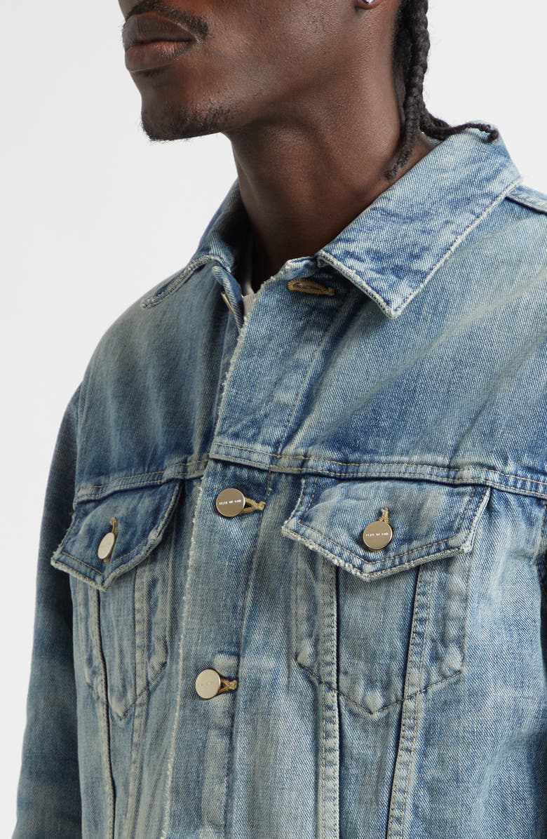 Fear of God Classic Selvedge Denim Trucker Jacket, Alternate, color, Vintage Indigo