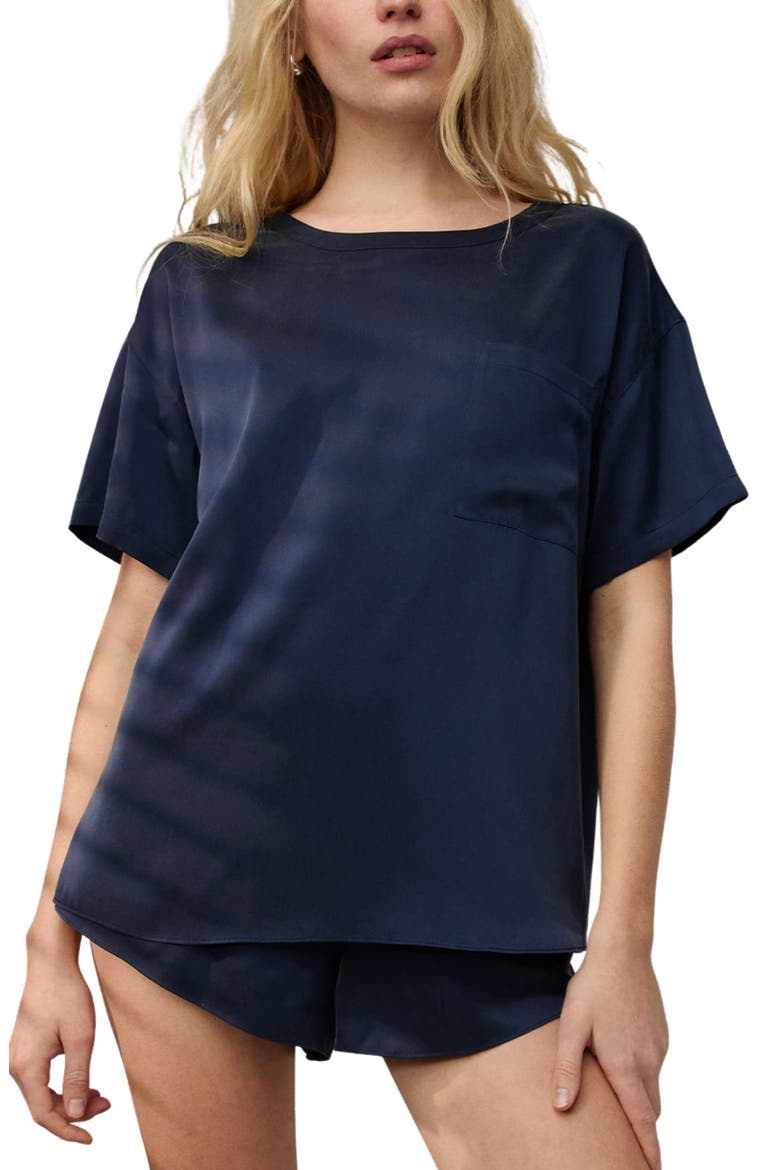 Washable Silk Short Pajamas, Main, color, DEEP BLUE