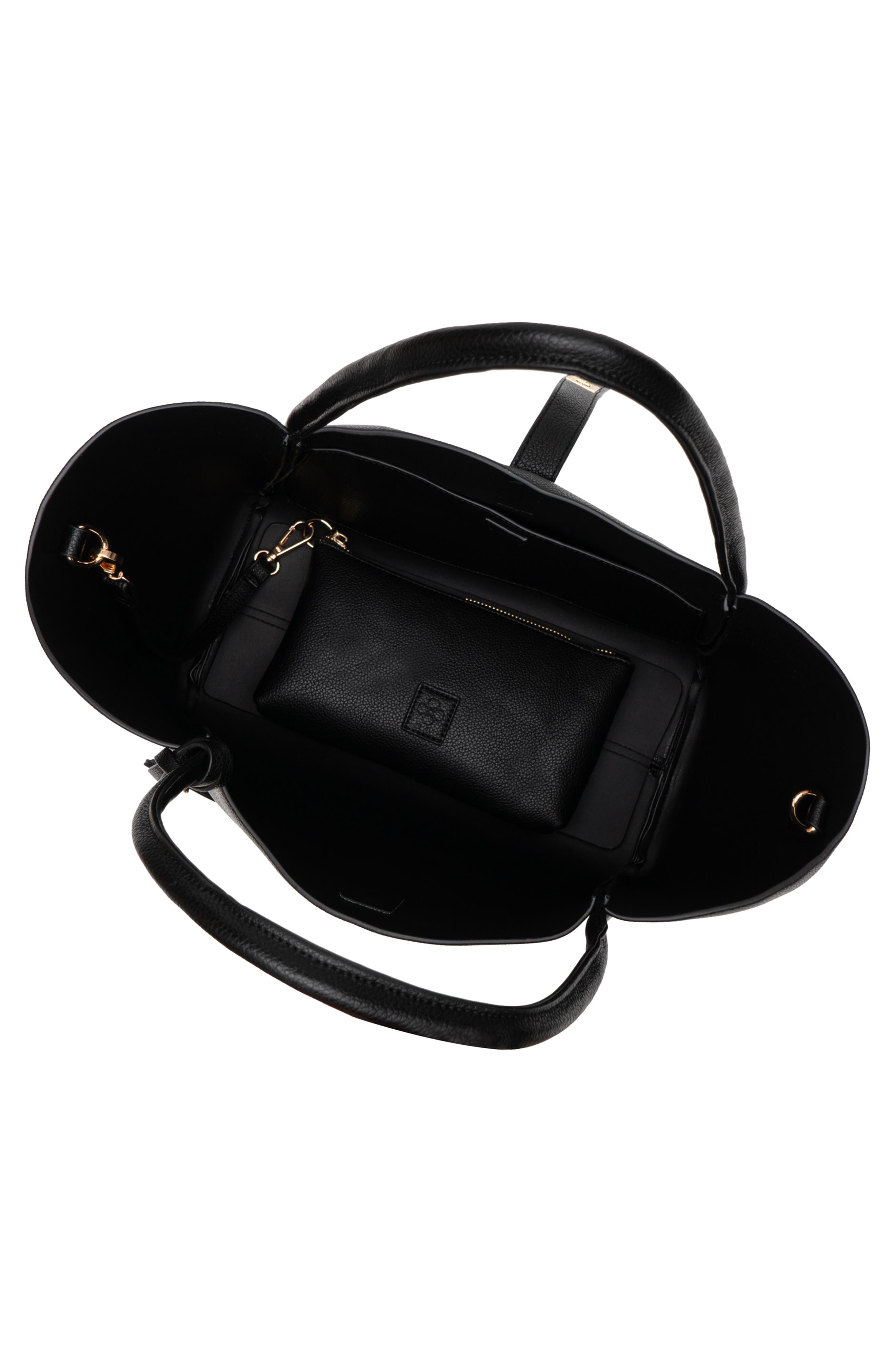 Faux Leather Tote, Alternate, color, BLACK