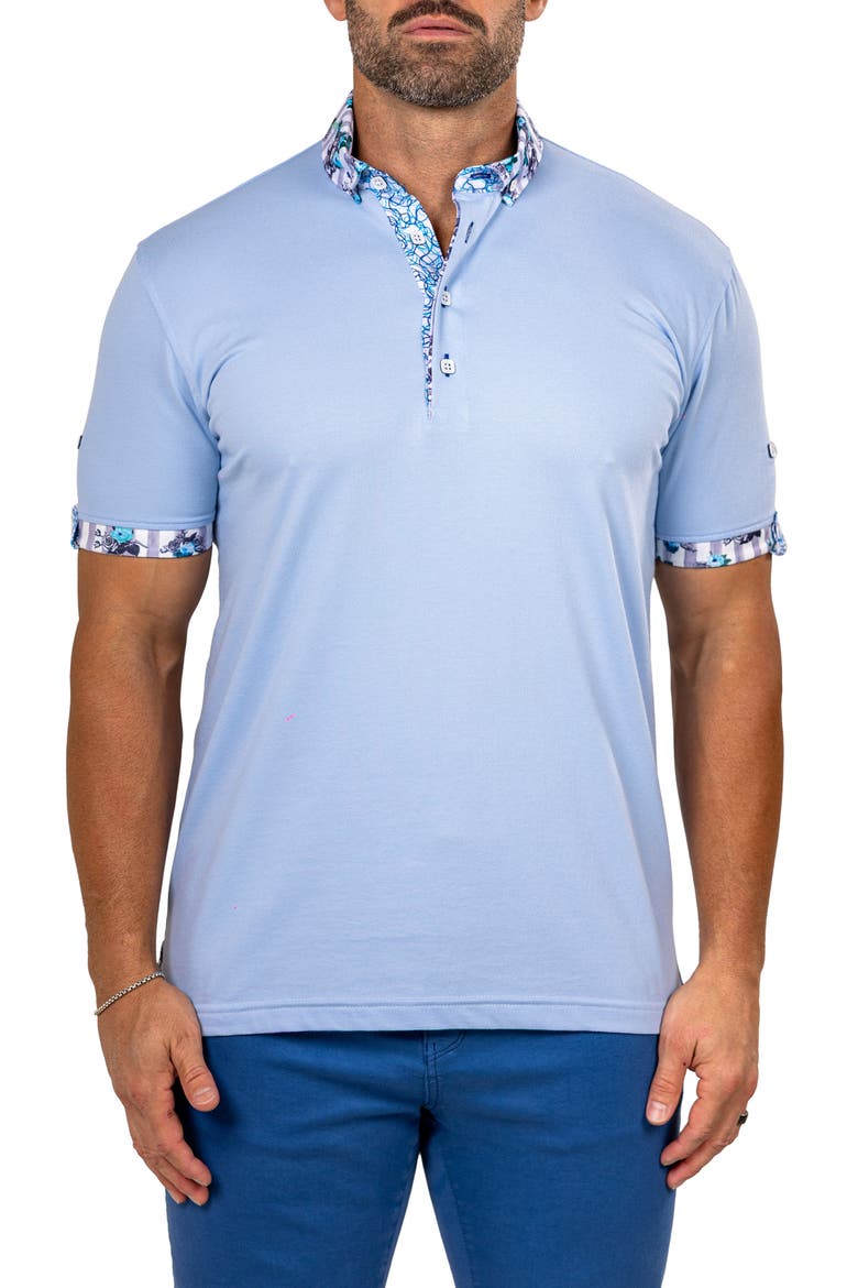 Newton Marthyr0026 Blue Button-Down Piqué Polo, Main, color, BLUE