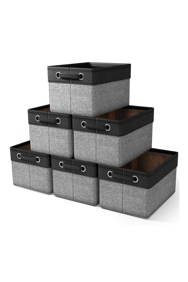 6-Pack Collapsible Fabric Storage Bins, Main, color, BLACK