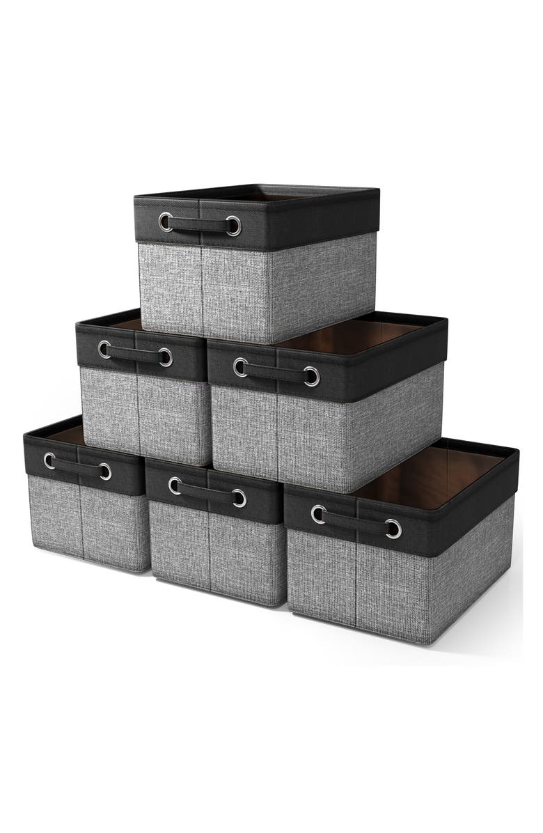 SORBUS 6-Pack Collapsible Fabric Storage Bins, Main, color, Black