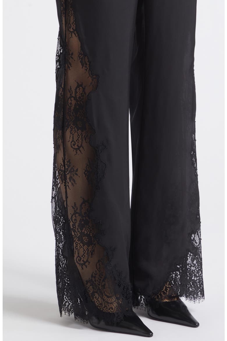 Priya Lace Detail Flared Pants, Alternate, color, JET/ JET